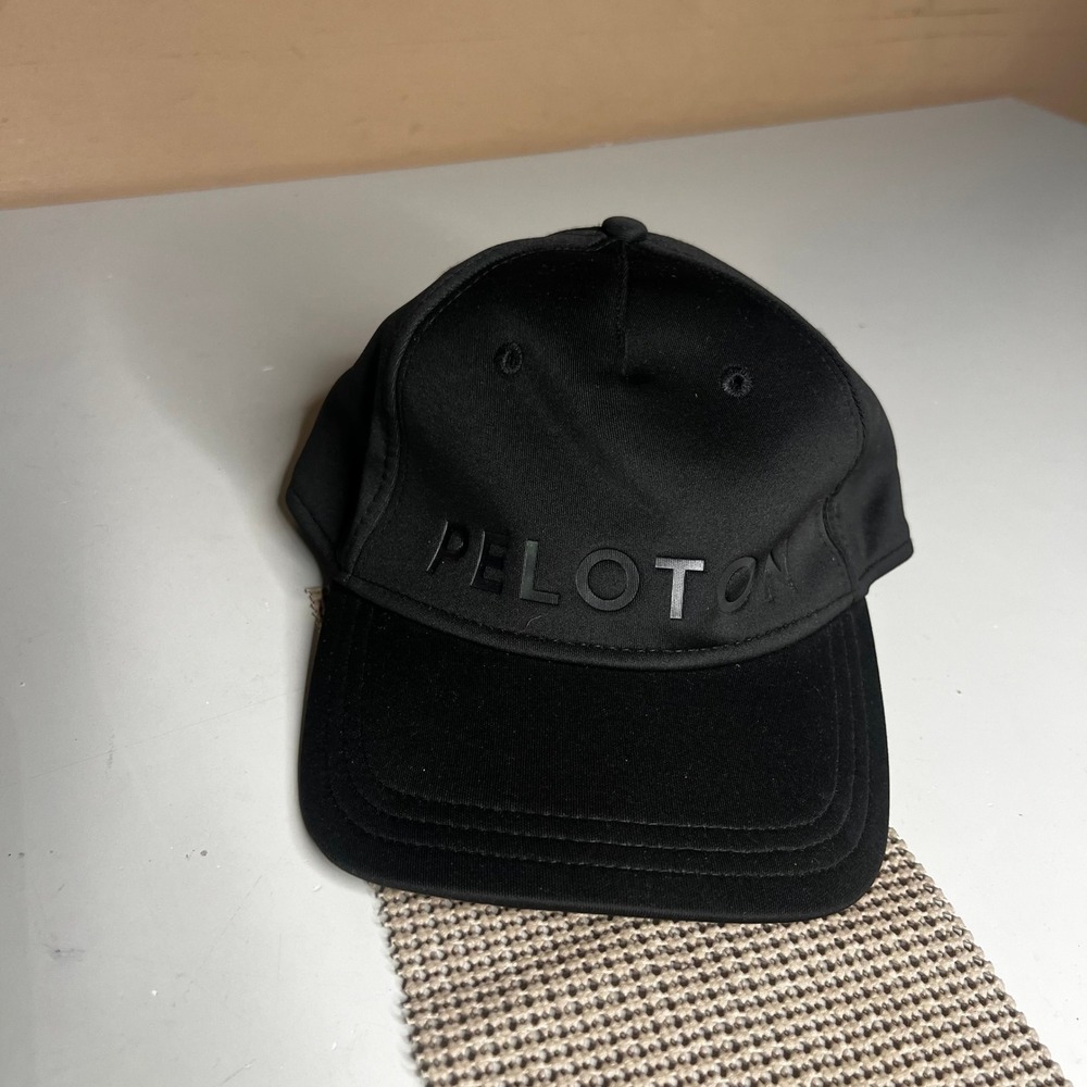 Peloton Black Performance Baseball Cap Hat Adjustable Red Strap One Size